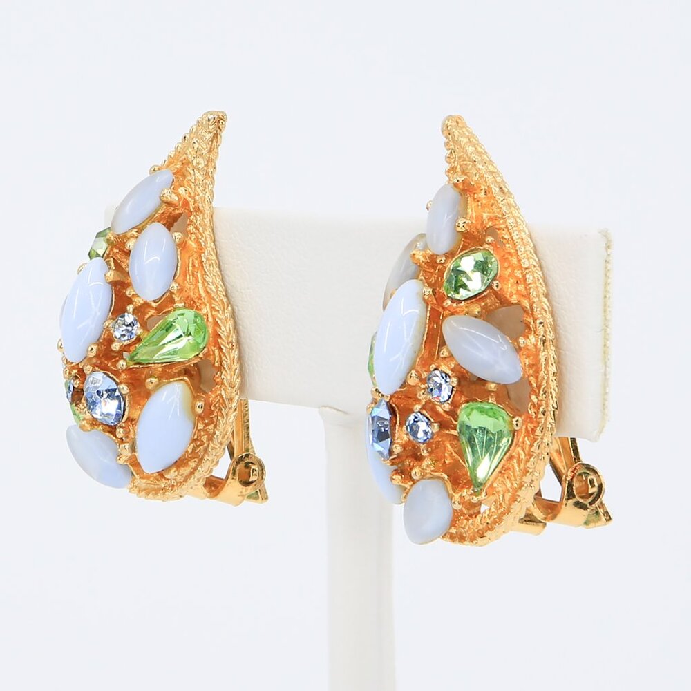 Vintage Arthur Pepper ART UV Glow Paisley Brooch and Clip-On Earrings Set 1960s - Picture 6 of 9